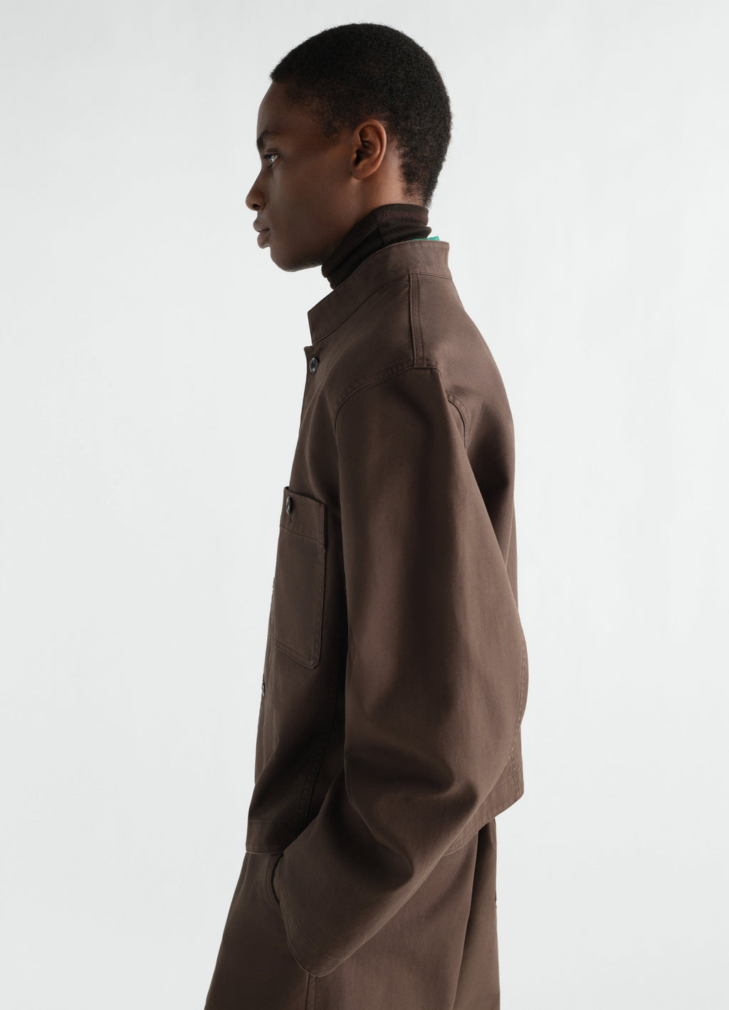 STAND COLLAR JACKET IN HEAVY COTTON TWILL