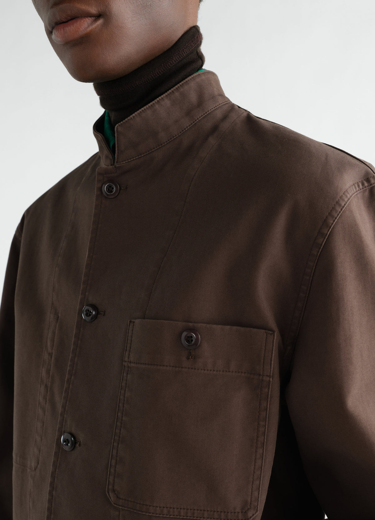 VESTE À COL MONTANT EN SERGÉ DE COTON ÉPAIS