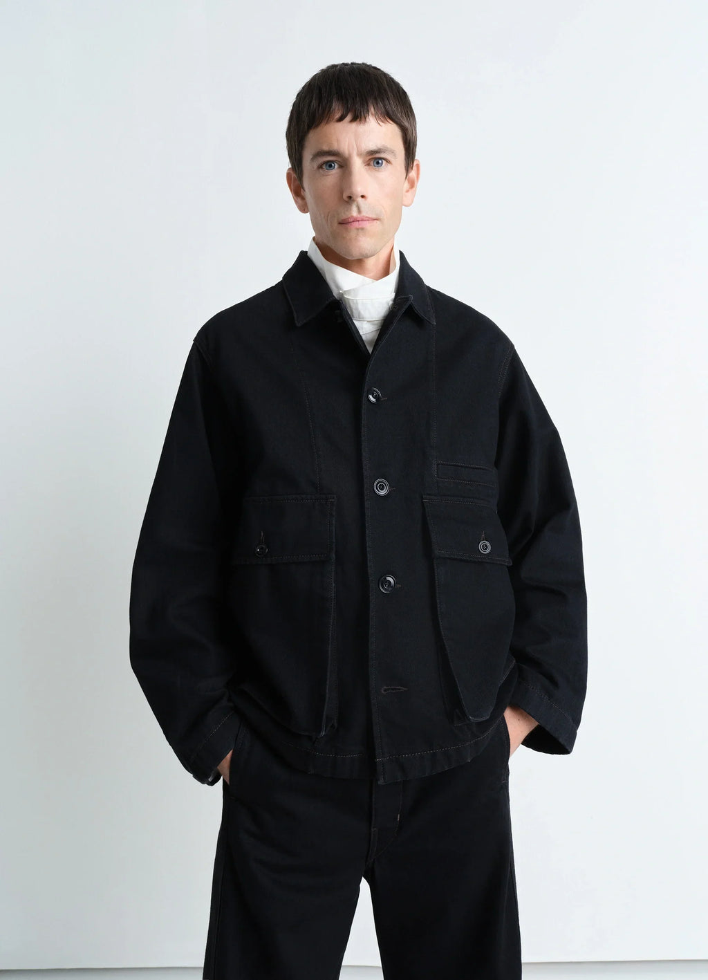 BOXY JACKET IN HEAVY BLACK DENIM