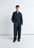 PANTALON DE TRAVAIL À PLIS EN DENIM INDIGO ÉPAIS