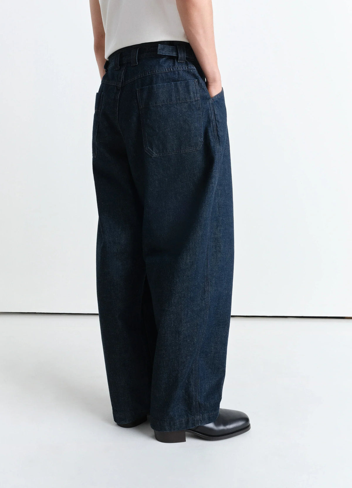 PLEATED WORKWEAR PANTS IN HEAVY INDIGO DENIM