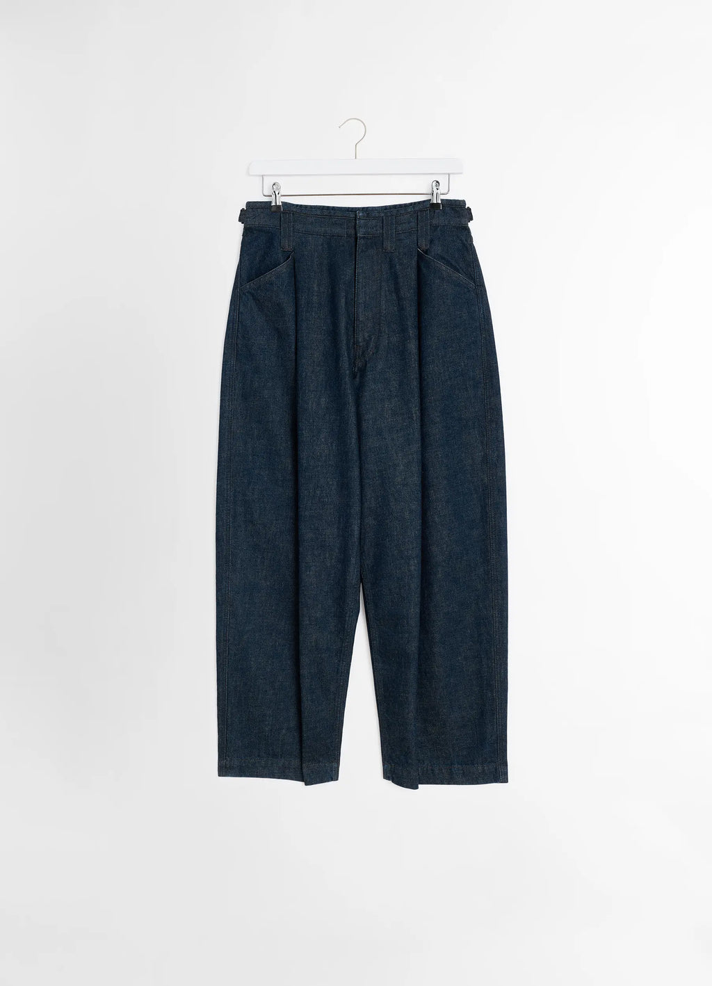 PANTALON DE TRAVAIL À PLIS EN DENIM INDIGO ÉPAIS