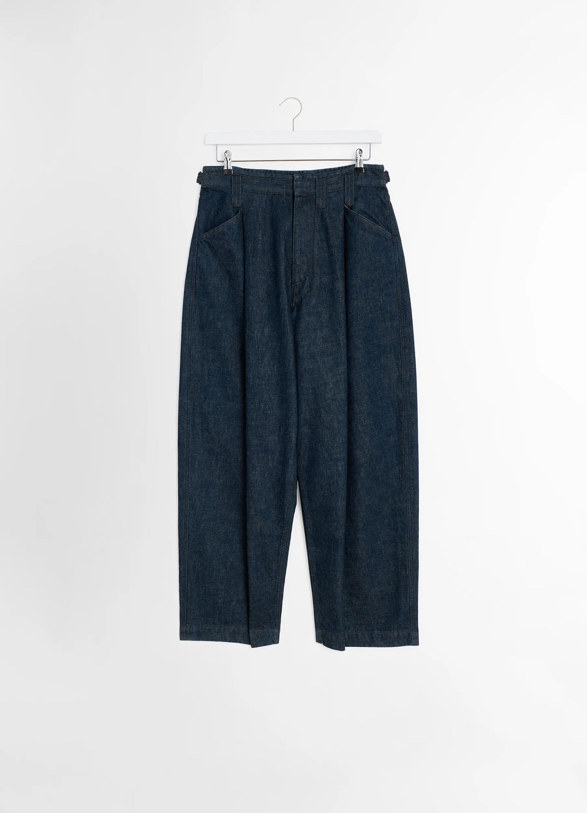 PLEATED WORKWEAR PANTS IN HEAVY INDIGO DENIM