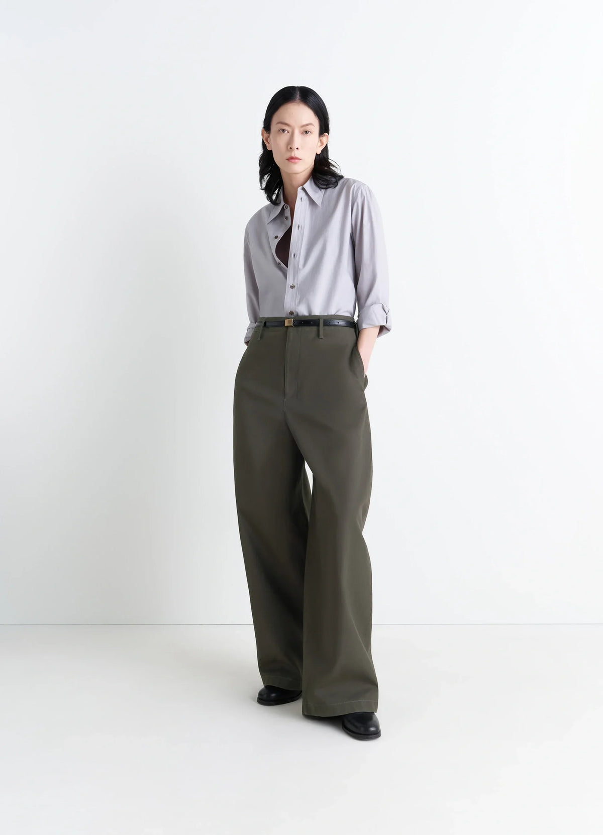 CHINO LARGE EN SERGÉ DE COTON ÉPAIS