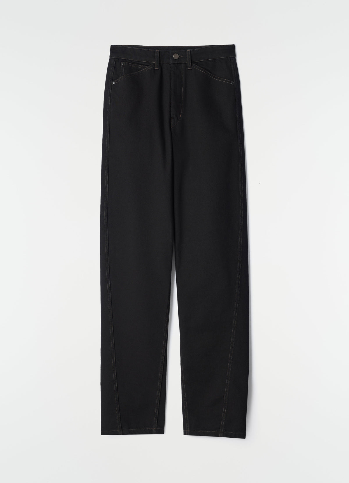 PANTALON TWISTÉ À CINQ POCHES EN DENIM NOIR ÉPAIS