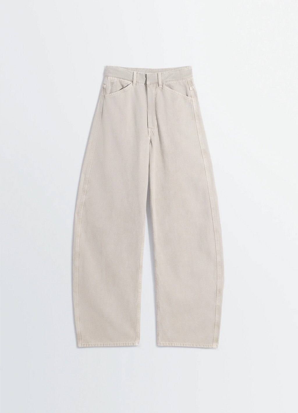 PANTALON INCURVÉ À TAILLE HAUTE EN SERGÉ LOURD CASSÉ COLORIS NEIGE