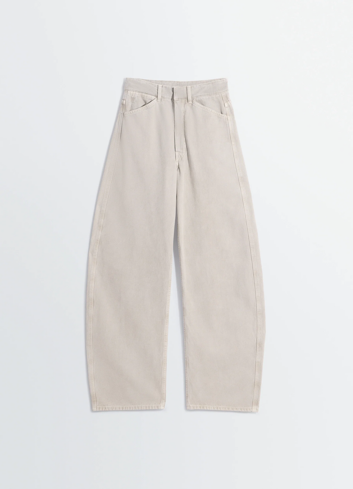 PANTALON INCURVÉ À TAILLE HAUTE EN SERGÉ LOURD CASSÉ COLORIS NEIGE
