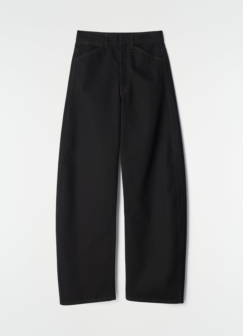 PANTALON INCURVÉ TAILLE HAUTE EN DENIM NOIR ÉPAIS