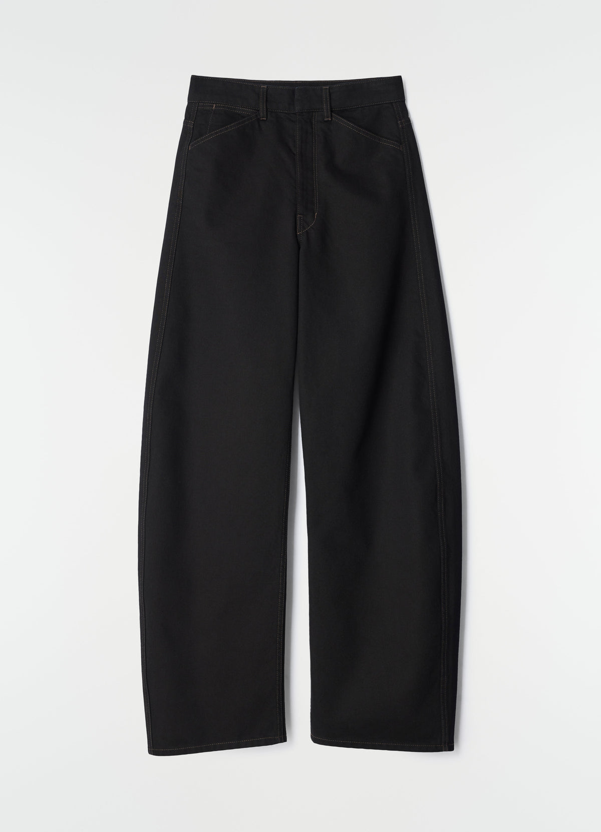 PANTALON INCURVÉ TAILLE HAUTE EN DENIM NOIR ÉPAIS