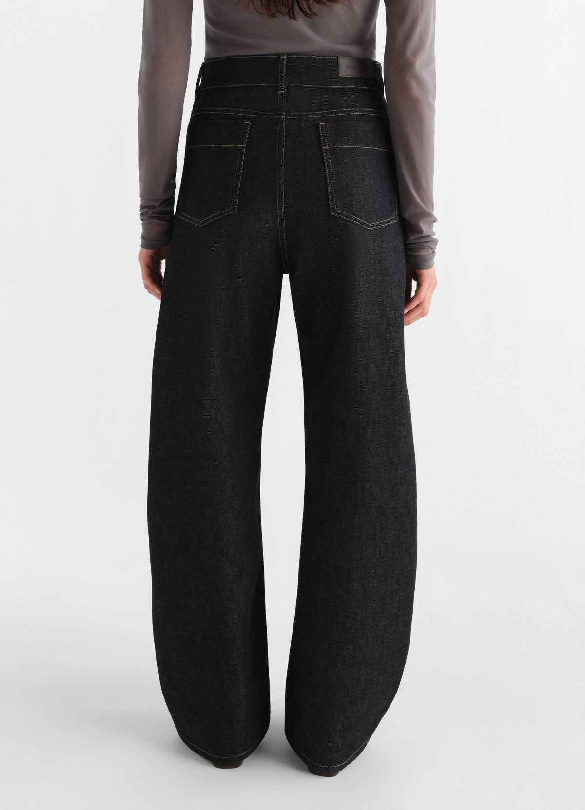 PANTALON COURBE TAILLE HAUTE EN DENIM ARDOISE ÉPAIS