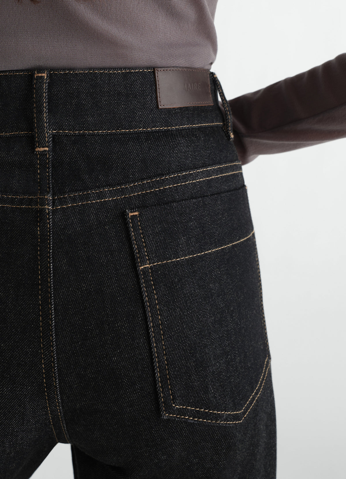 PANTALON COURBE TAILLE HAUTE EN DENIM ARDOISE ÉPAIS