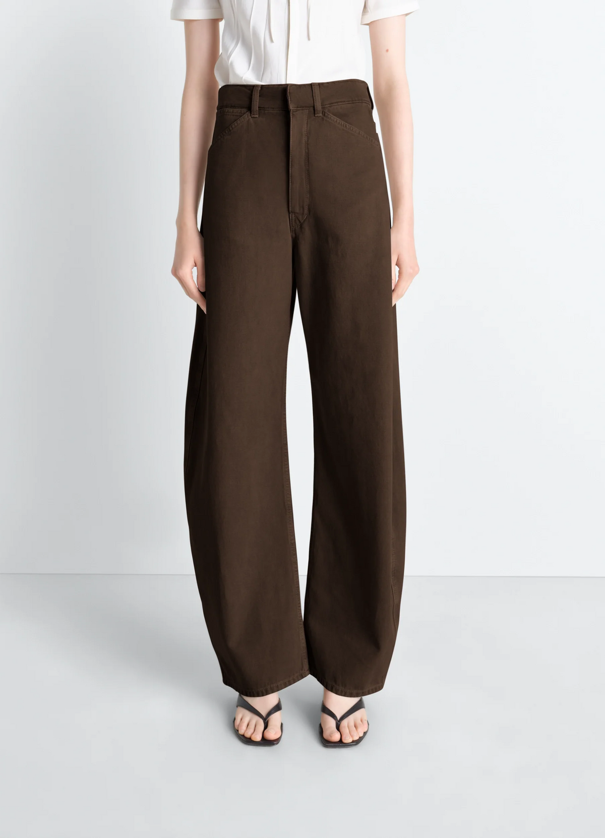PANTALON COURBE À TAILLE HAUTE EN SERGÉ LOURD TEINT