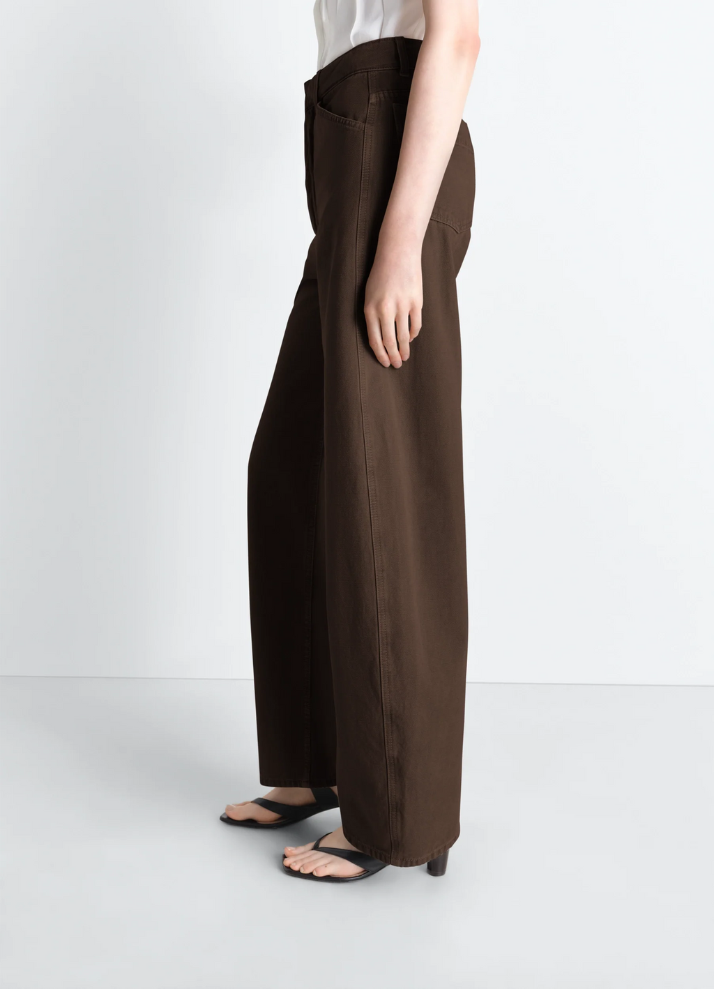HIGH WAISTED CURVED PANTS IN DYED HEAVY BROKEN TWILL