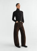 PANTALON COURBE À TAILLE HAUTE EN TWILL ÉPAIS TEINT EN PIÈCE