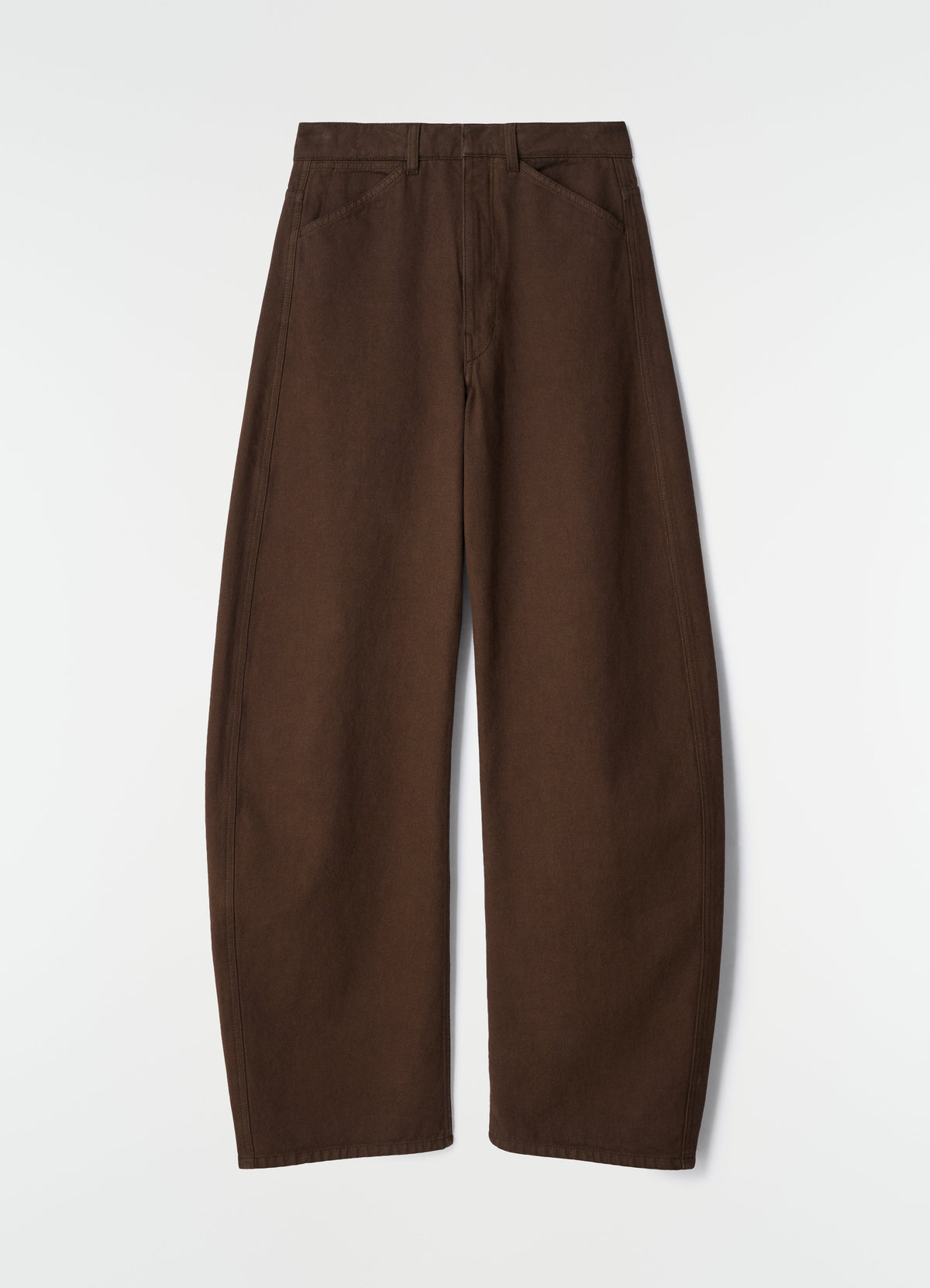 PANTALON COURBE À TAILLE HAUTE EN TWILL ÉPAIS TEINT EN PIÈCE