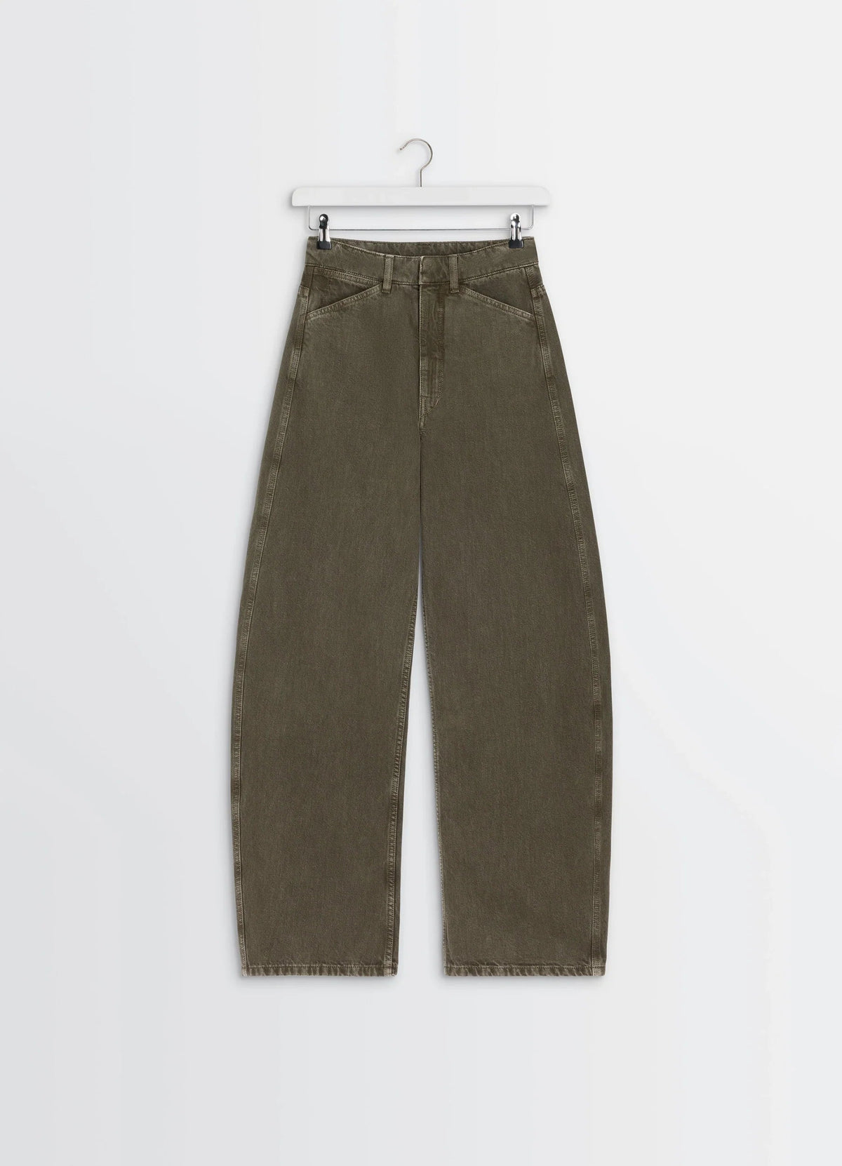 PANTALON COURBE TAILLE HAUTE EN DENIM LOURD TEINT EN PIÈCE