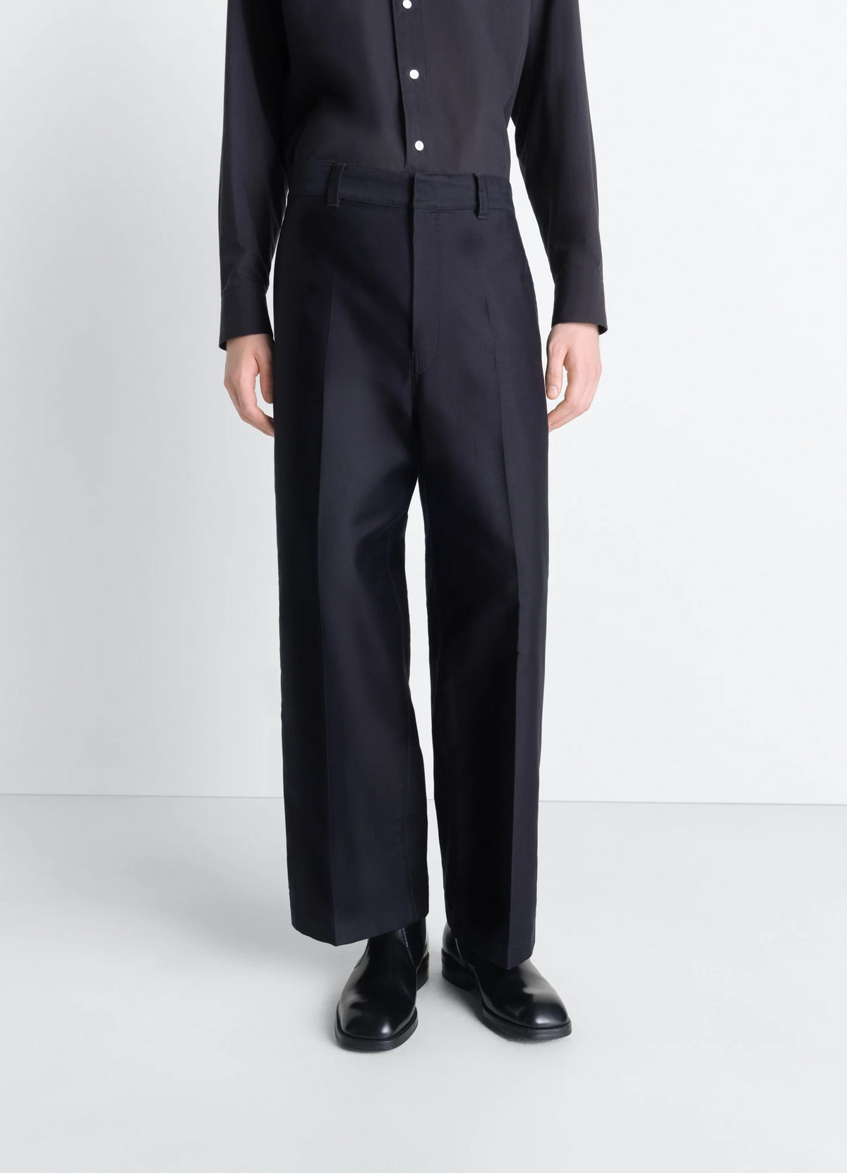 WIDE WORKWEAR PANTS IN COTTON SATIN