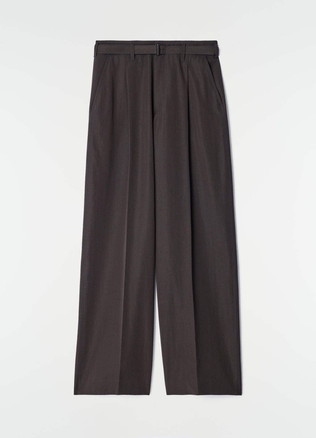 PANTALON LARGE À PLIS EN GABARDINE DE LAINE