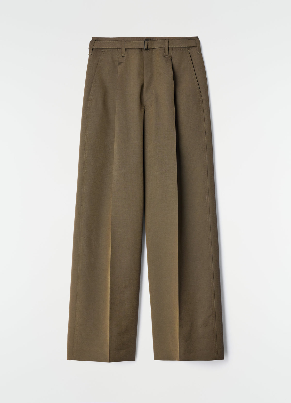 PANTALON LARGE À PLIS EN TOILE DE LAINE ET MOHAIR