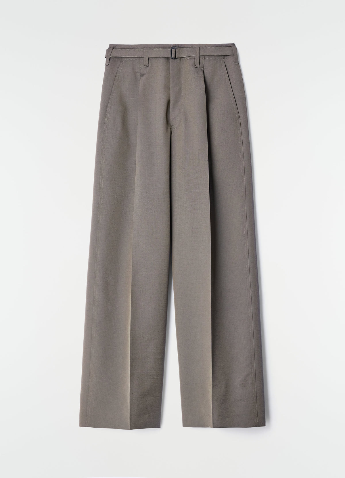 PANTALON LARGE À PLIS EN TOILE DE LAINE ET MOHAIR