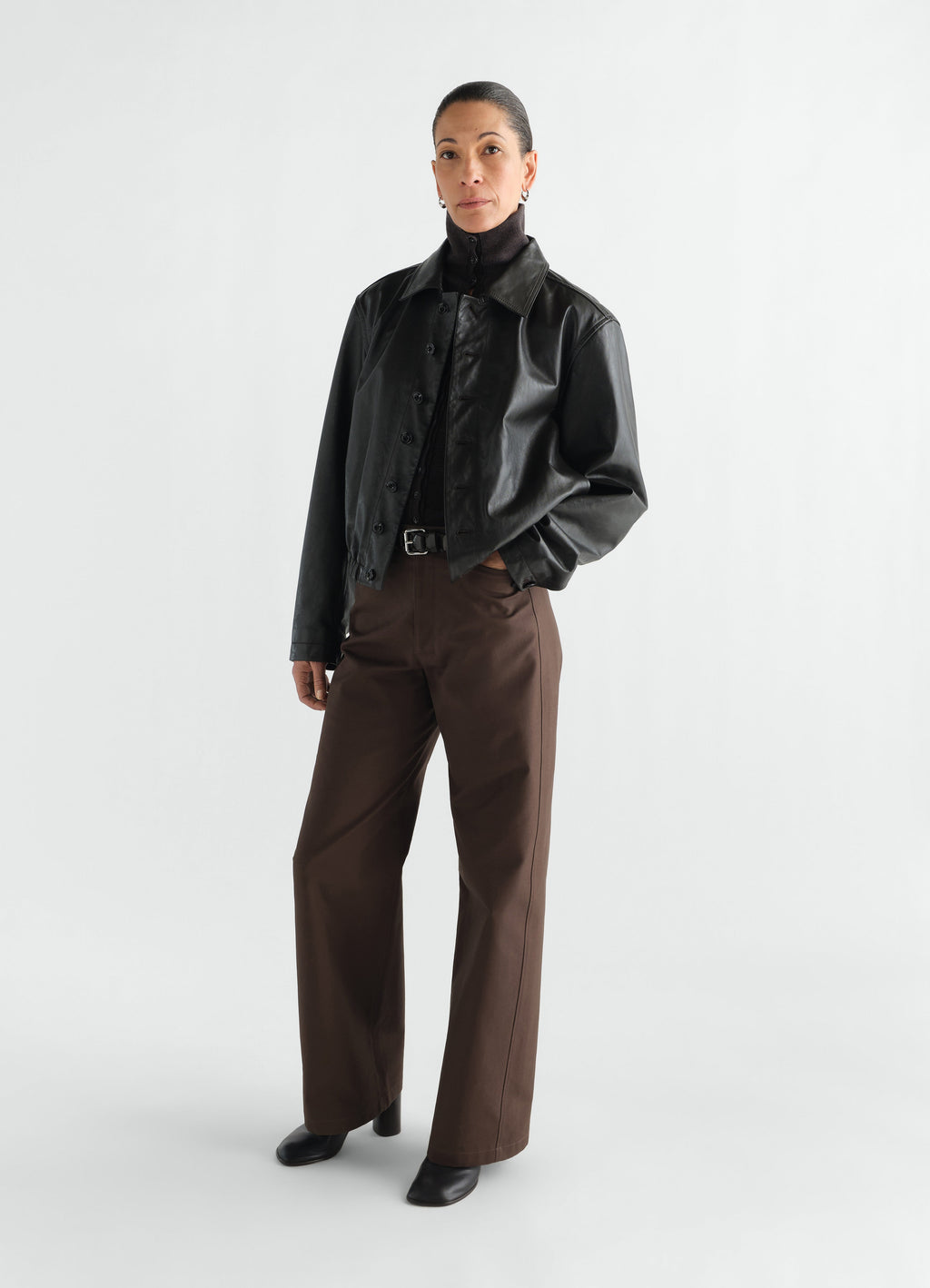 PANTALON DROIT EN SERGÉ DE COTON ÉPAIS