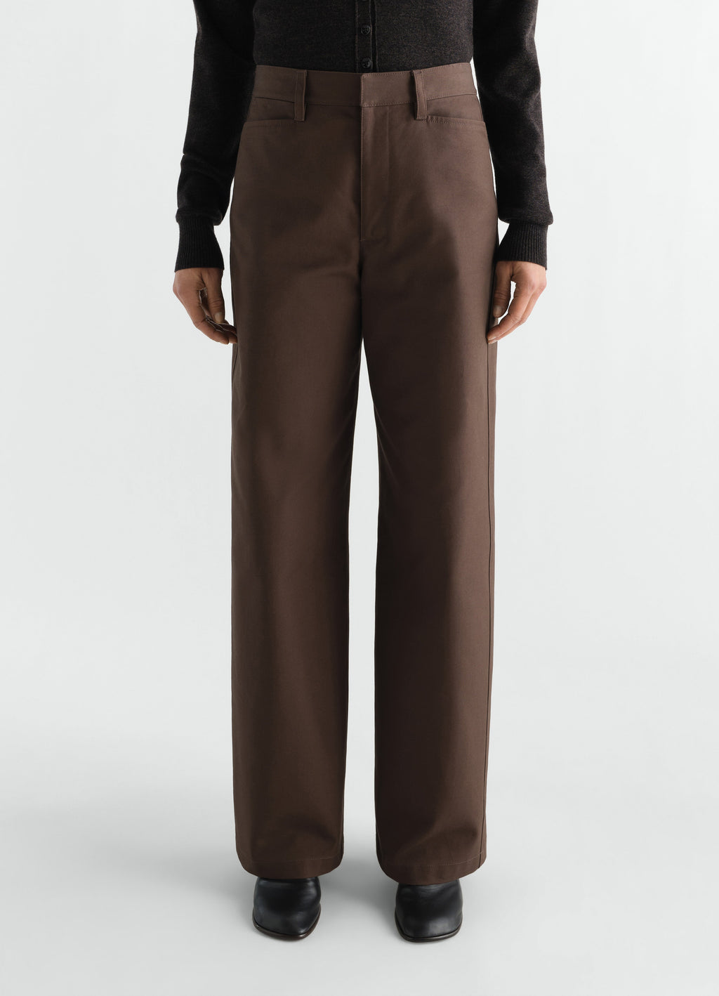 PANTALON DROIT EN SERGÉ DE COTON ÉPAIS