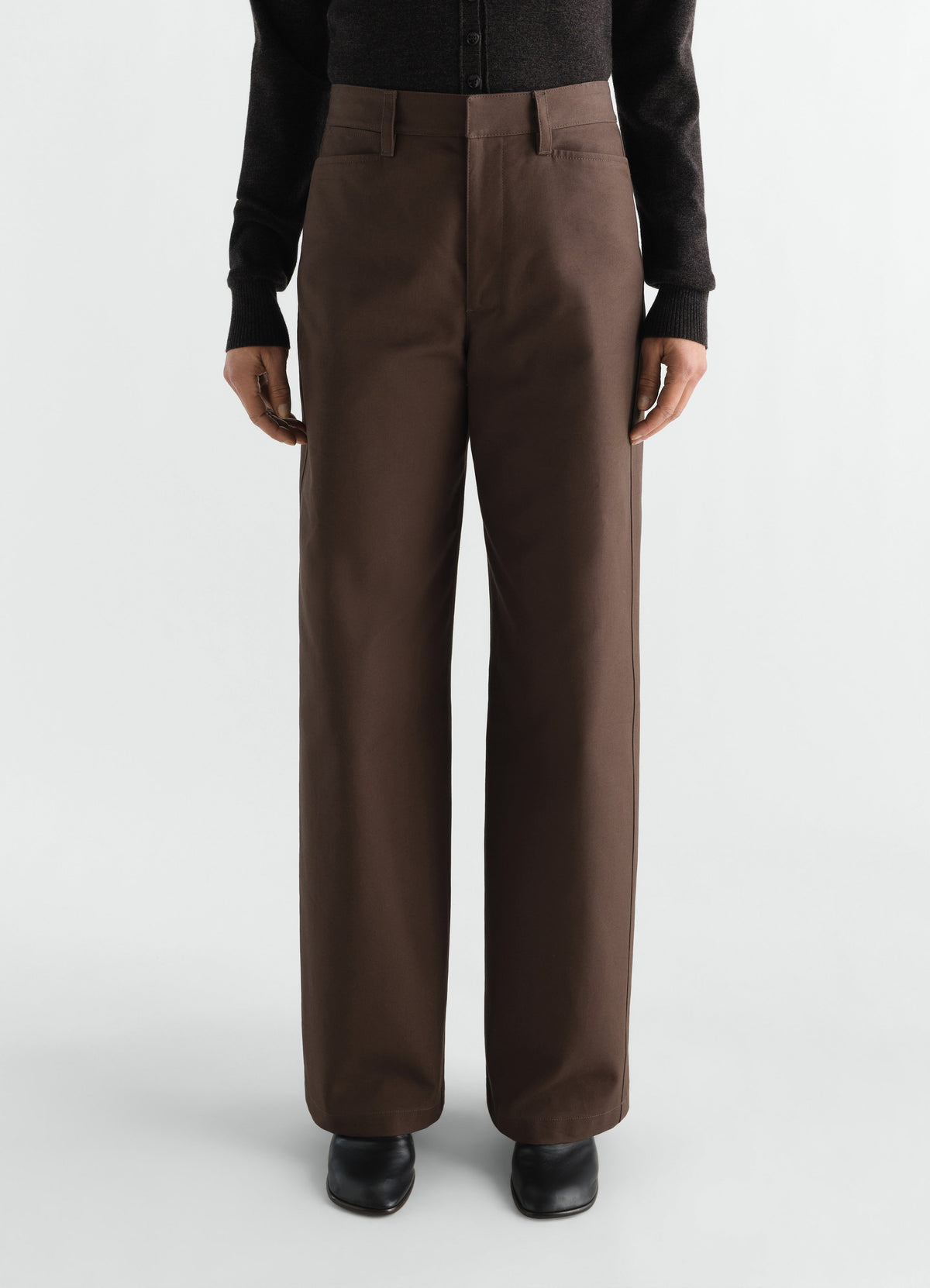 PANTALON DROIT EN SERGÉ DE COTON ÉPAIS