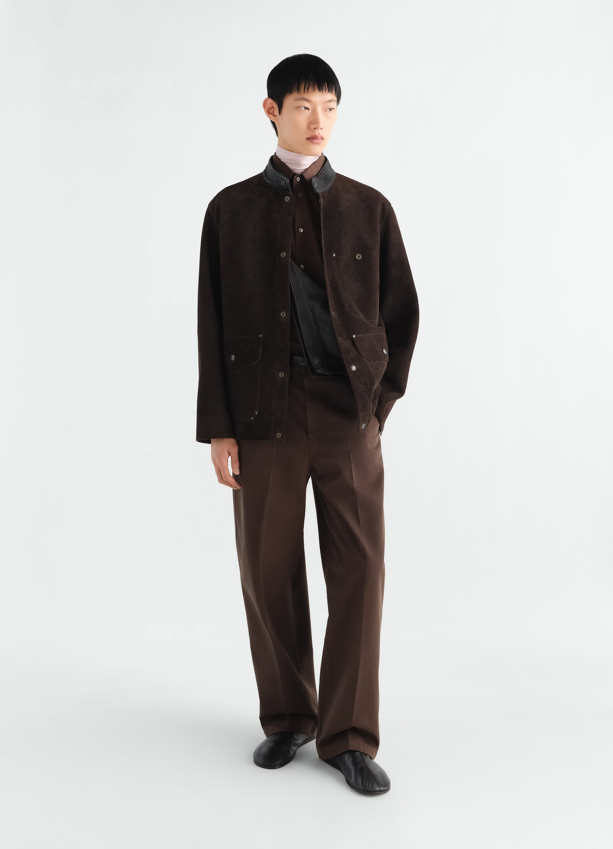 PANTALON BARREL EN MÉLANGE DE SERGÉ DE COTON