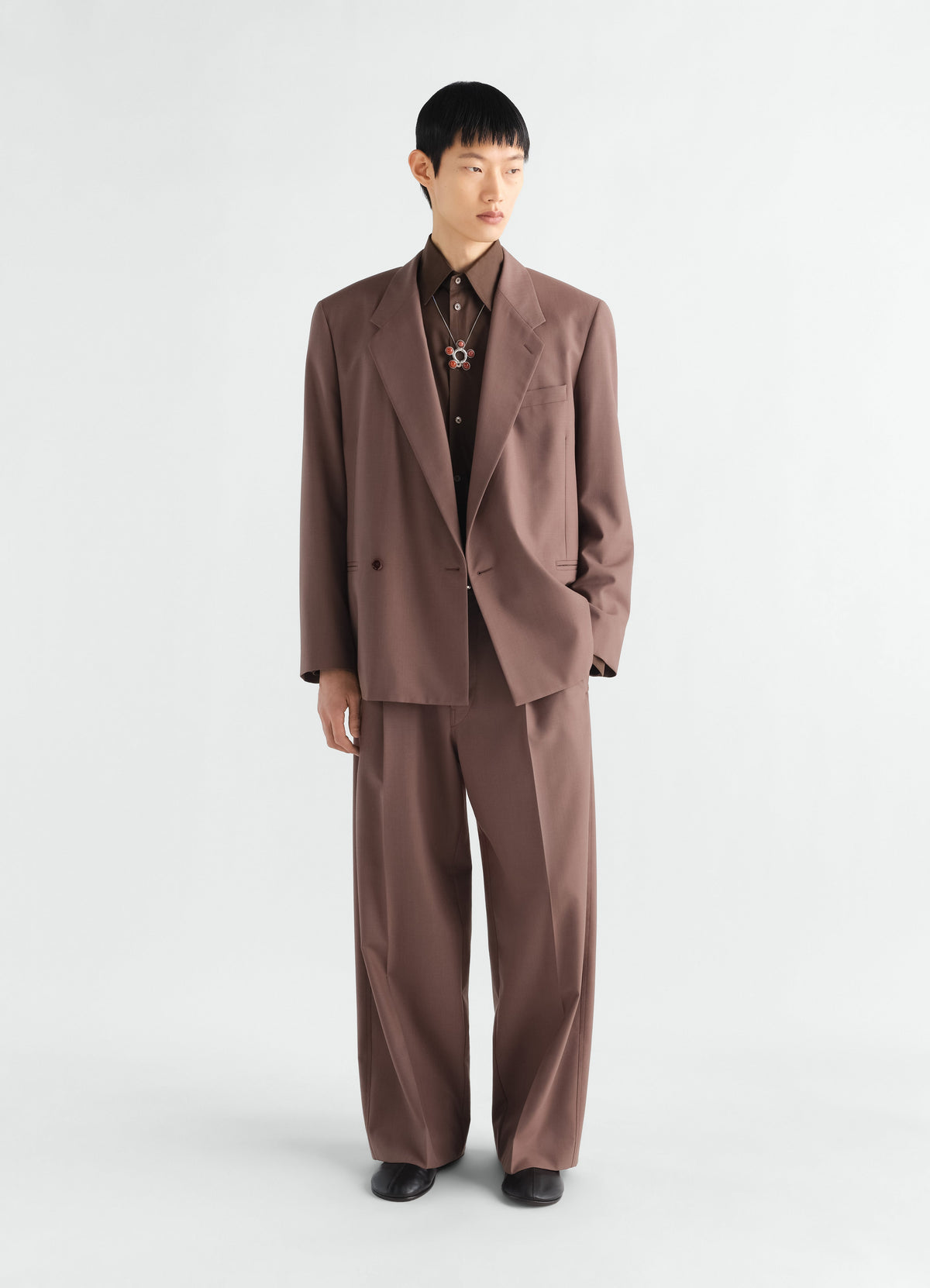 PANTALON TAILLEUR À PINCE UNIQUE EN MÉLANGE DE LAINE TROPICALE