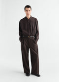 PANTALON TAILLEUR À PINCE UNIQUE EN MÉLANGE DE LAINE TROPICALE