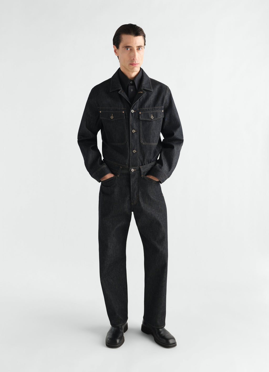 STRAIGHT LEG 5 POCKETS IN HEAVY SLATE DENIM