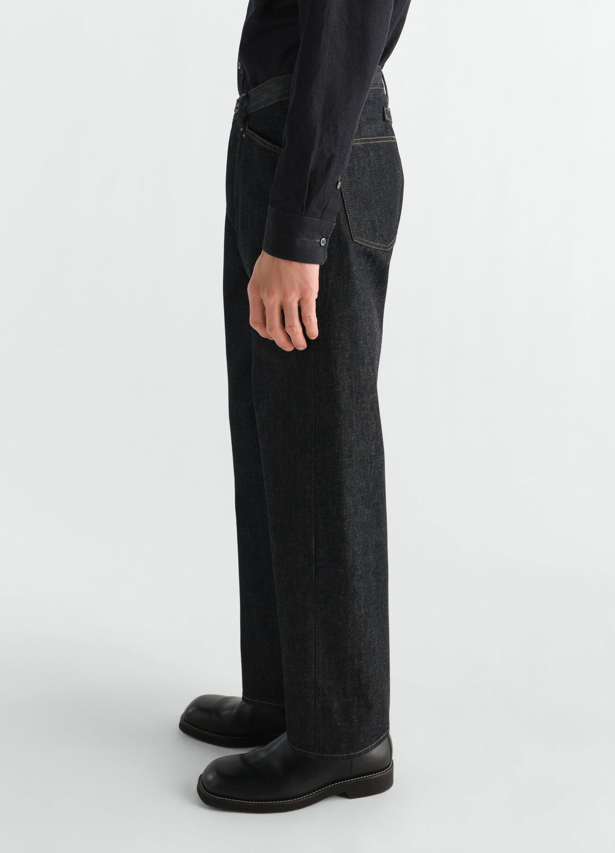 JEAN DROIT 5 POCHES EN DENIM GRIS ARDOISE ÉPAIS