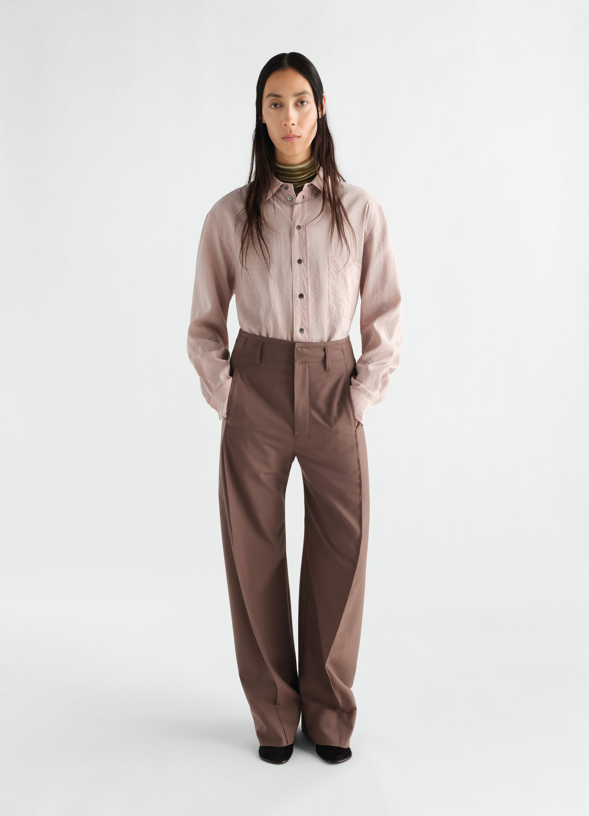 PANTALON AMPLE EN MÉLANGE DE LAINE TROPICALE
