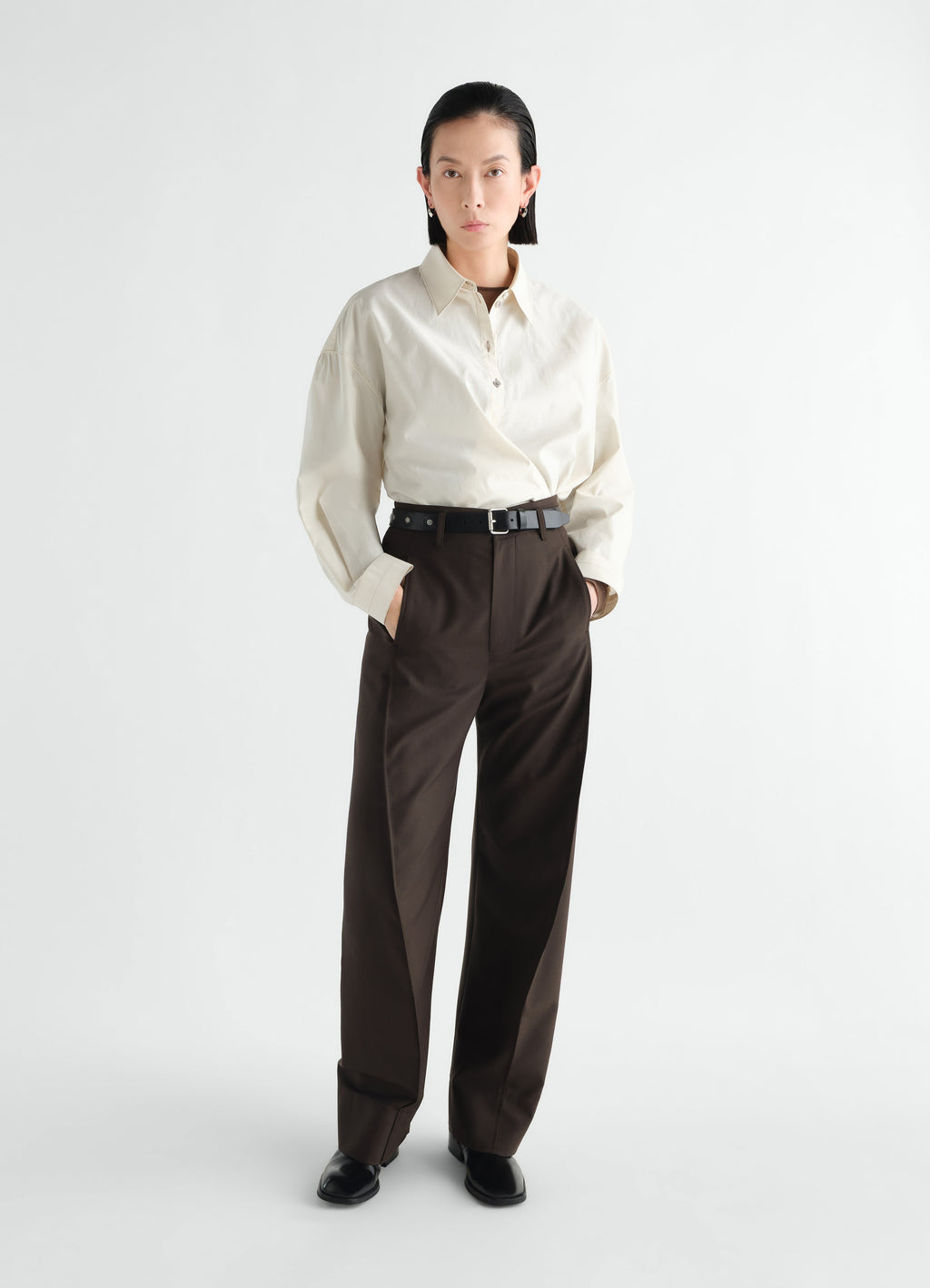 PANTALON AMPLE EN MÉLANGE DE LAINE TROPICALE