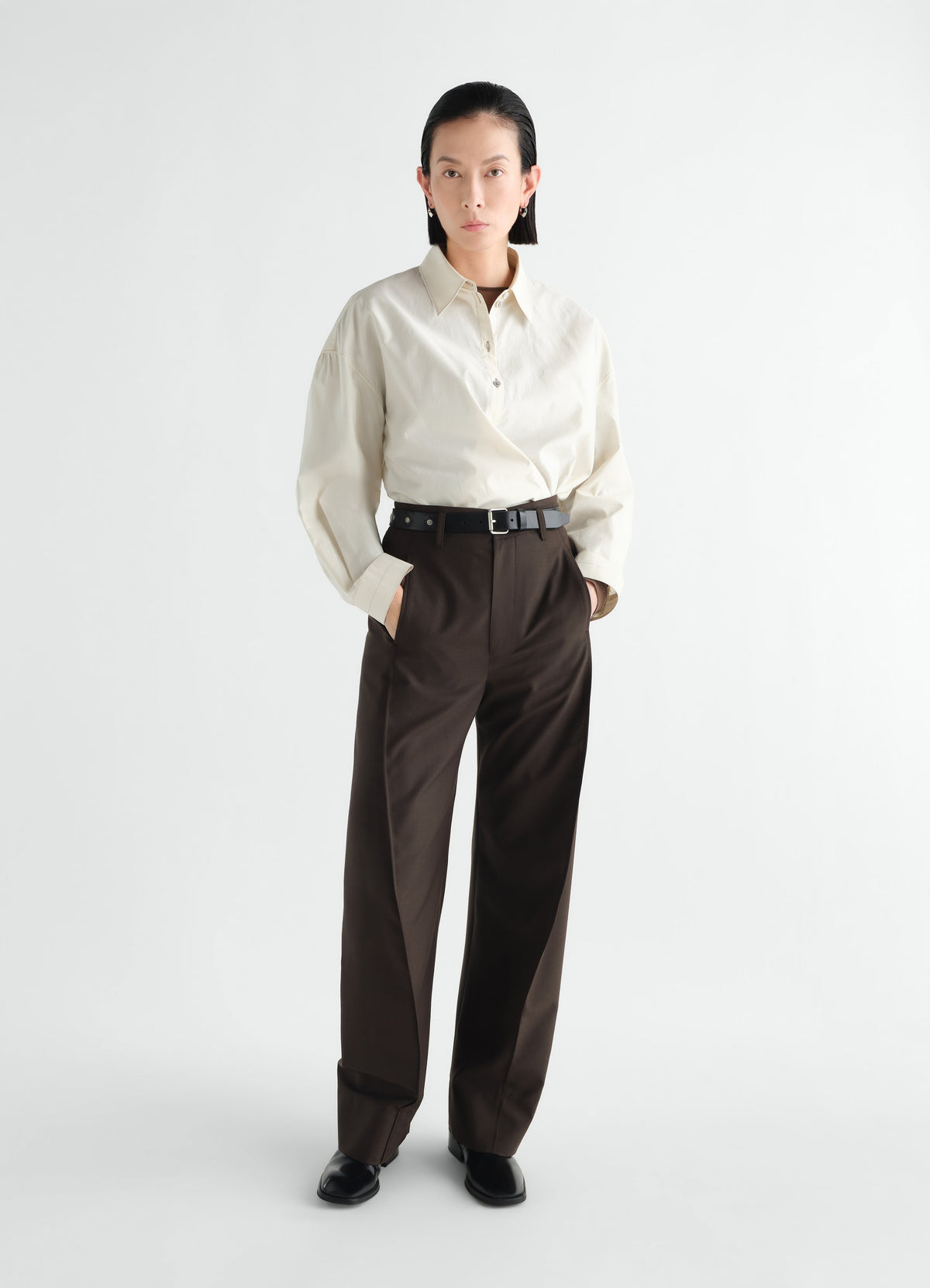 PANTALON AMPLE EN MÉLANGE DE LAINE TROPICALE