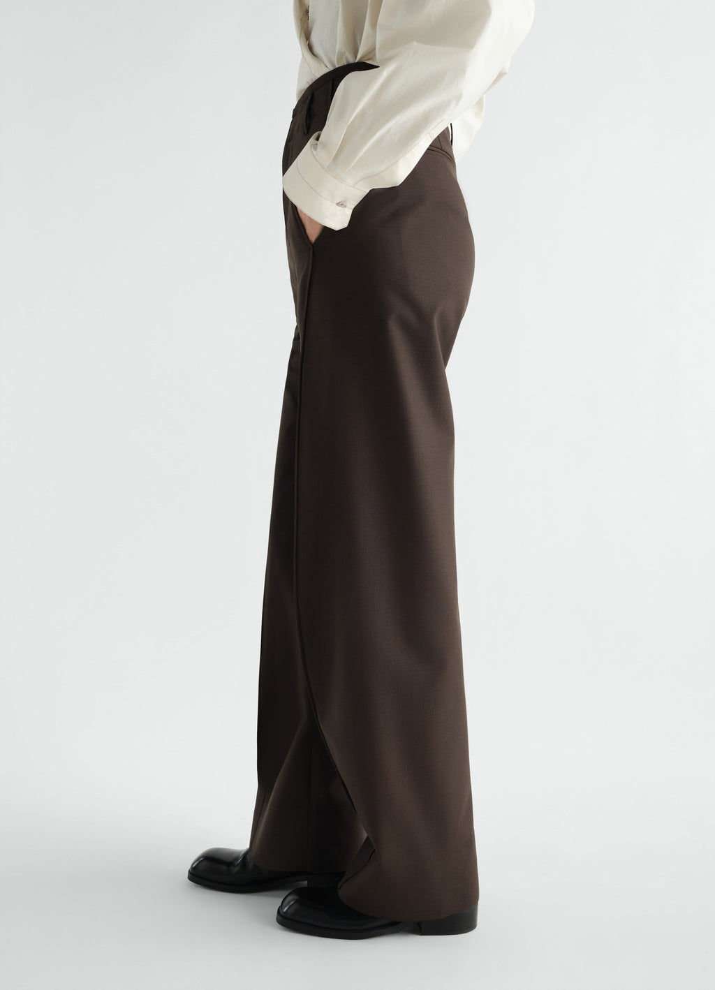 PANTALON AMPLE EN MÉLANGE DE LAINE TROPICALE