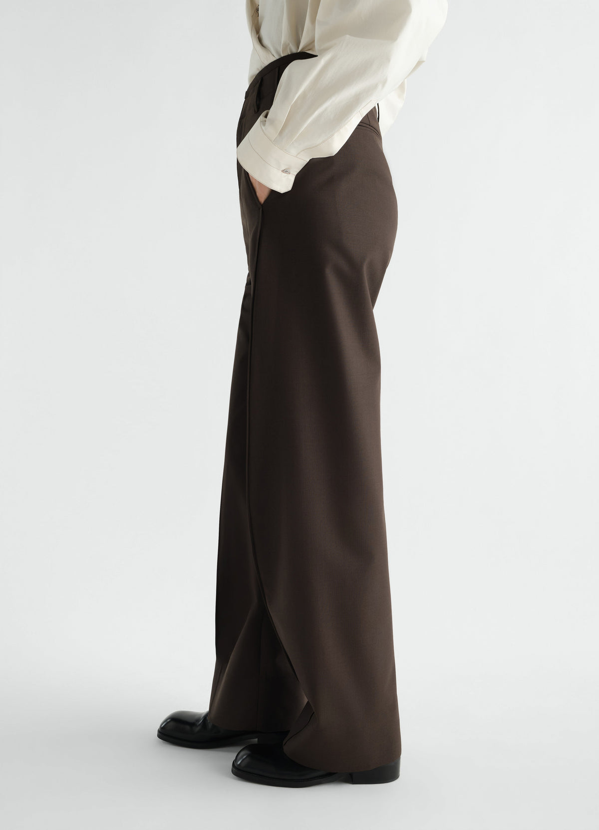 PANTALON AMPLE EN MÉLANGE DE LAINE TROPICALE