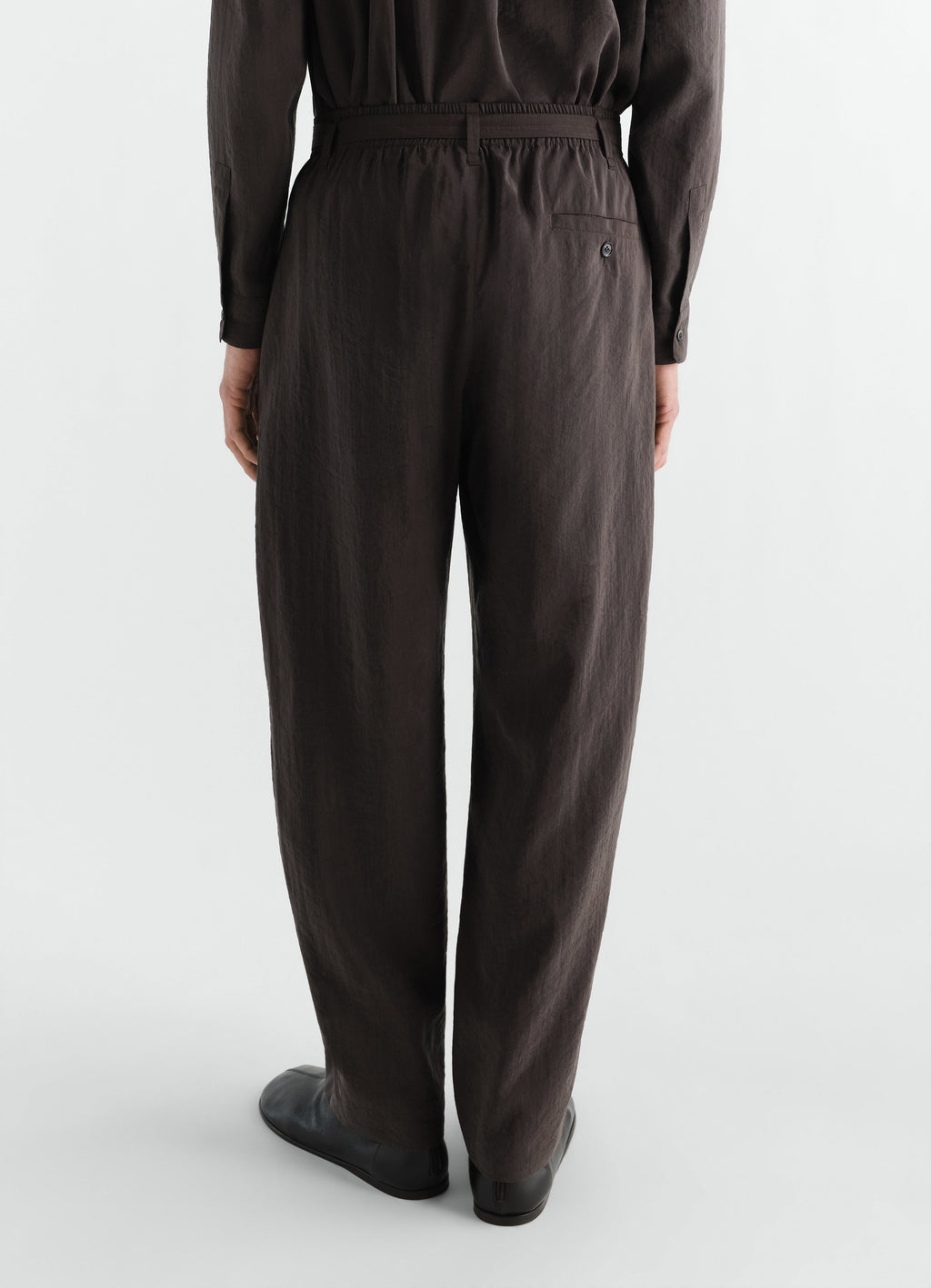 PANTALON DÉCONTRACTÉ À CEINTURE EN SOIE SÈCHE