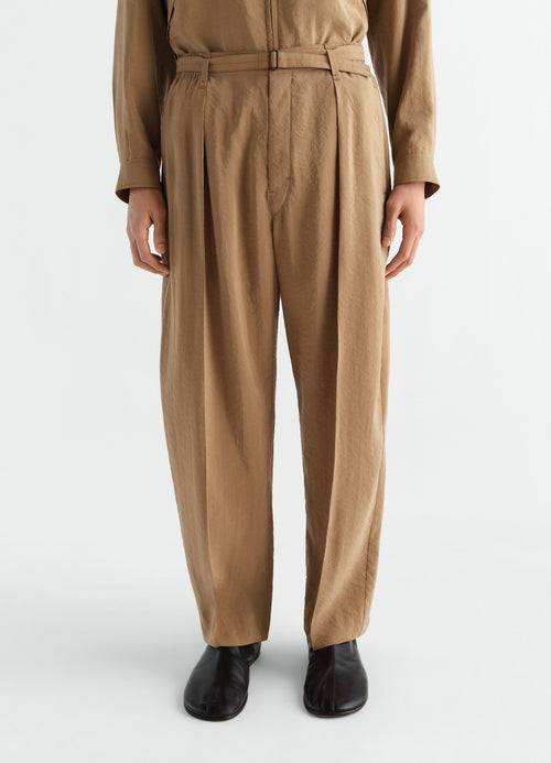 PANTALON DÉCONTRACTÉ CEINTURÉ EN SOIE SÈCHE