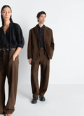TWISTED BELTED PANTS IN DYED HEAVY BROKEN TWILL
