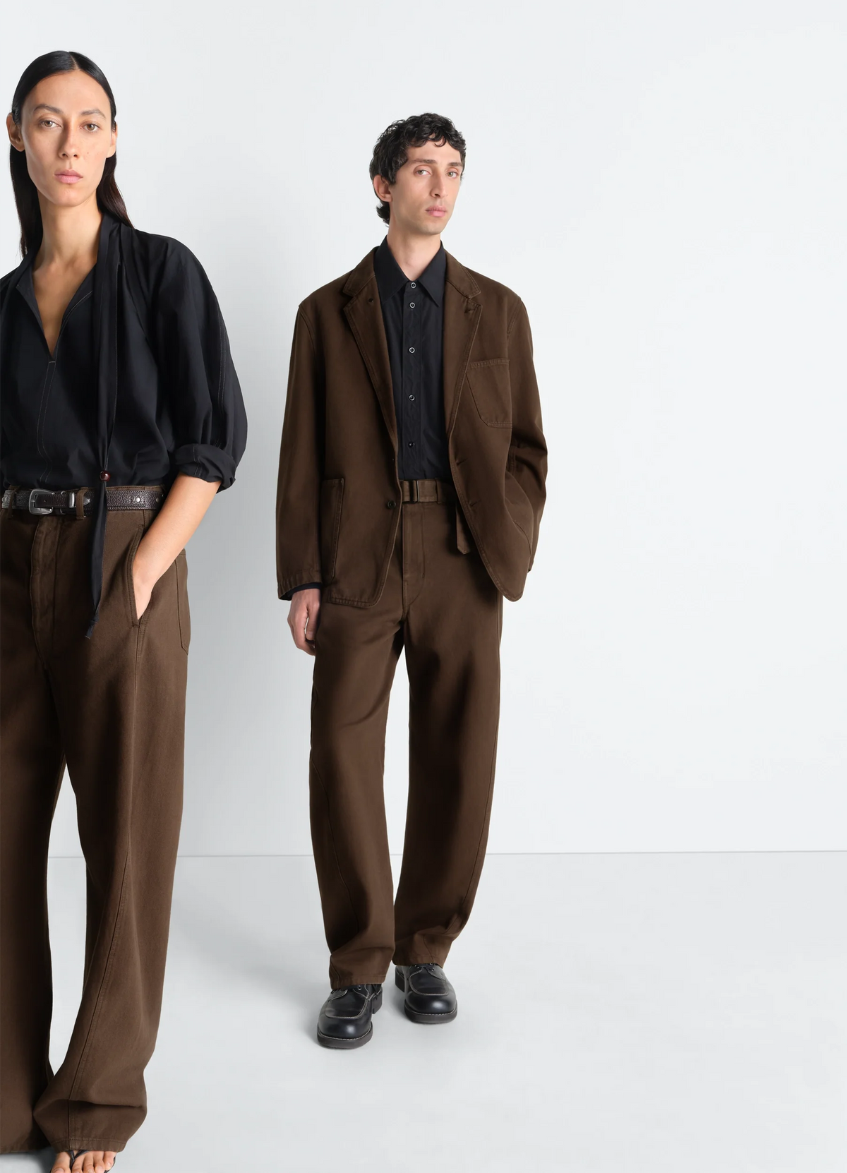 TWISTED BELTED PANTS IN DYED HEAVY BROKEN TWILL