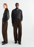 TWISTED BELTED PANTS IN GARMENT DYED HEAVY BROKEN TWILL