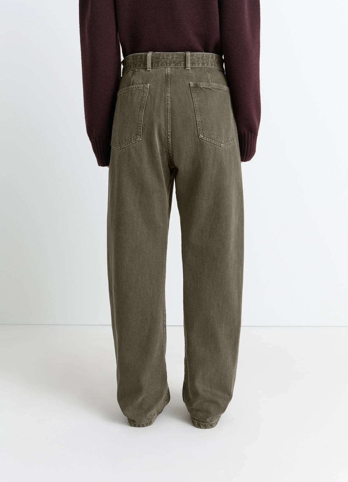 TWISTED BELTED PANTS IN GARMENT DYED HEAVY DENIM