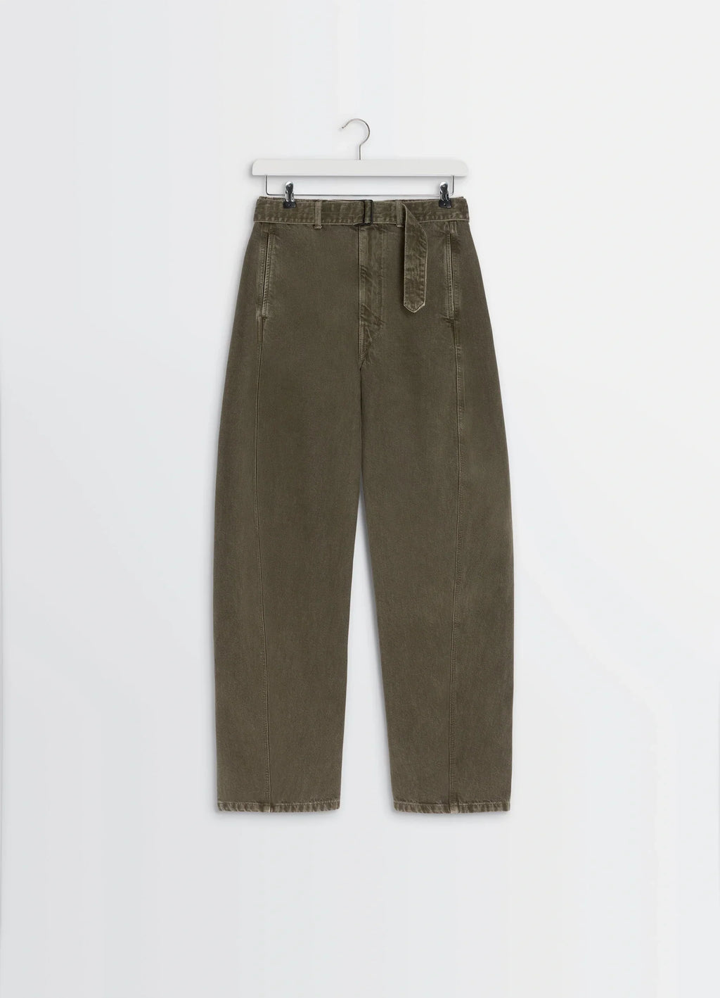 TWISTED BELTED PANTS IN GARMENT DYED HEAVY DENIM