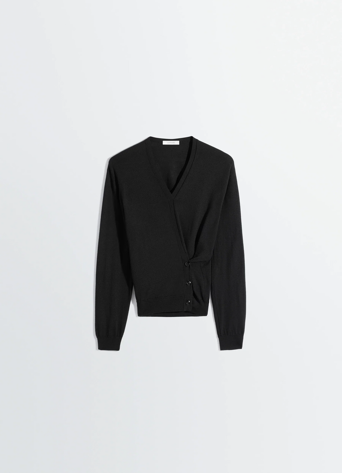 PULL-OVER À COL EN V CROISÉ EN MÉLANGE DE MÉRINOS