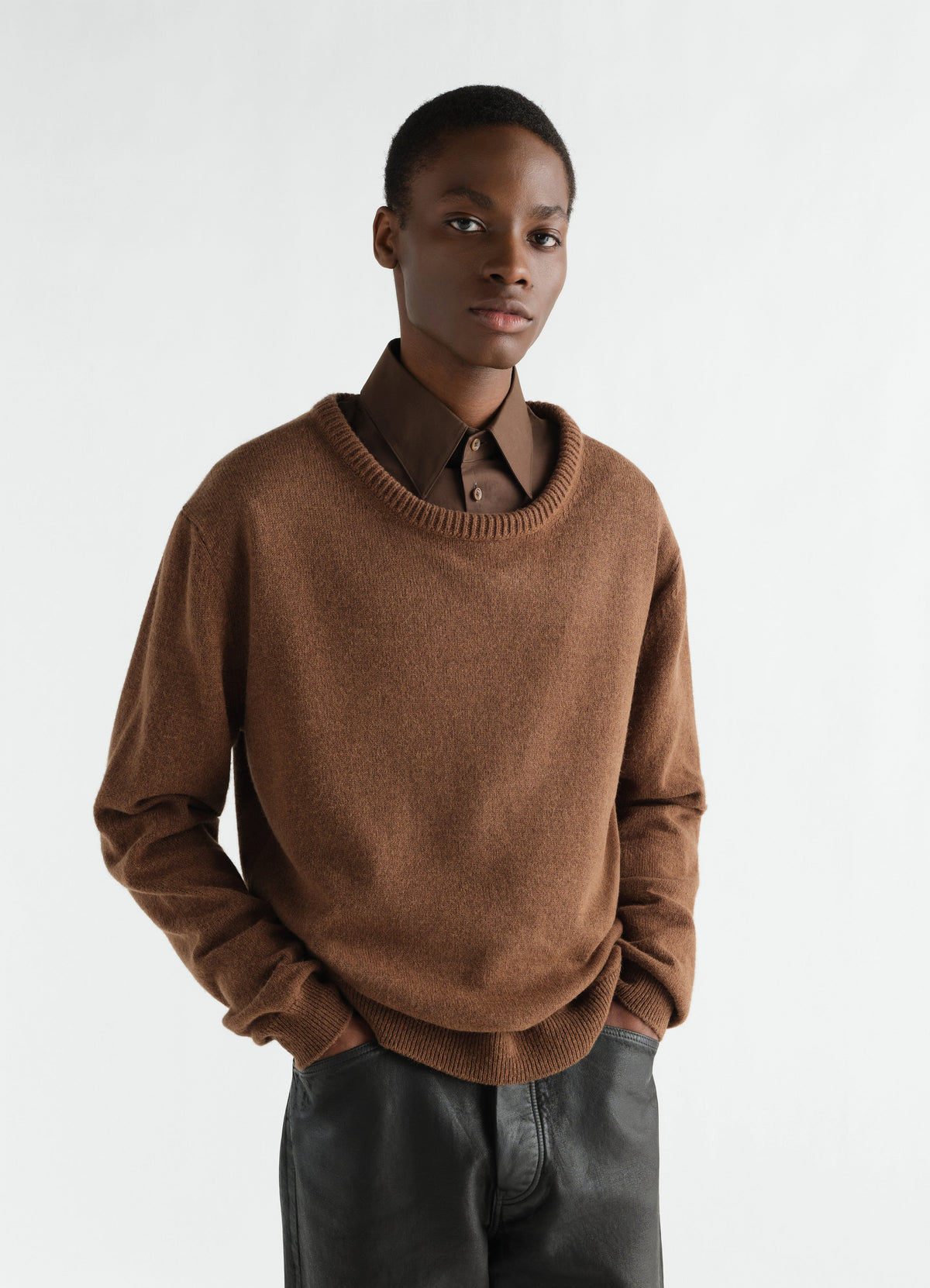 PULL-OVER COL ROND EN MÉLANGE D'ALPAGA