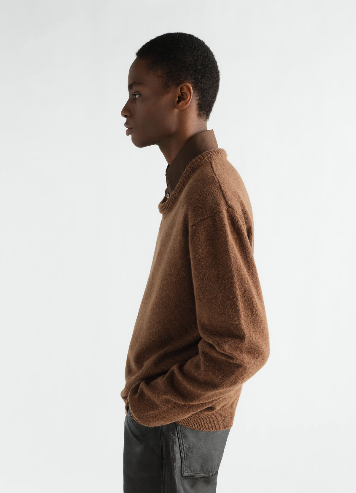 PULL-OVER COL ROND EN MÉLANGE D'ALPAGA