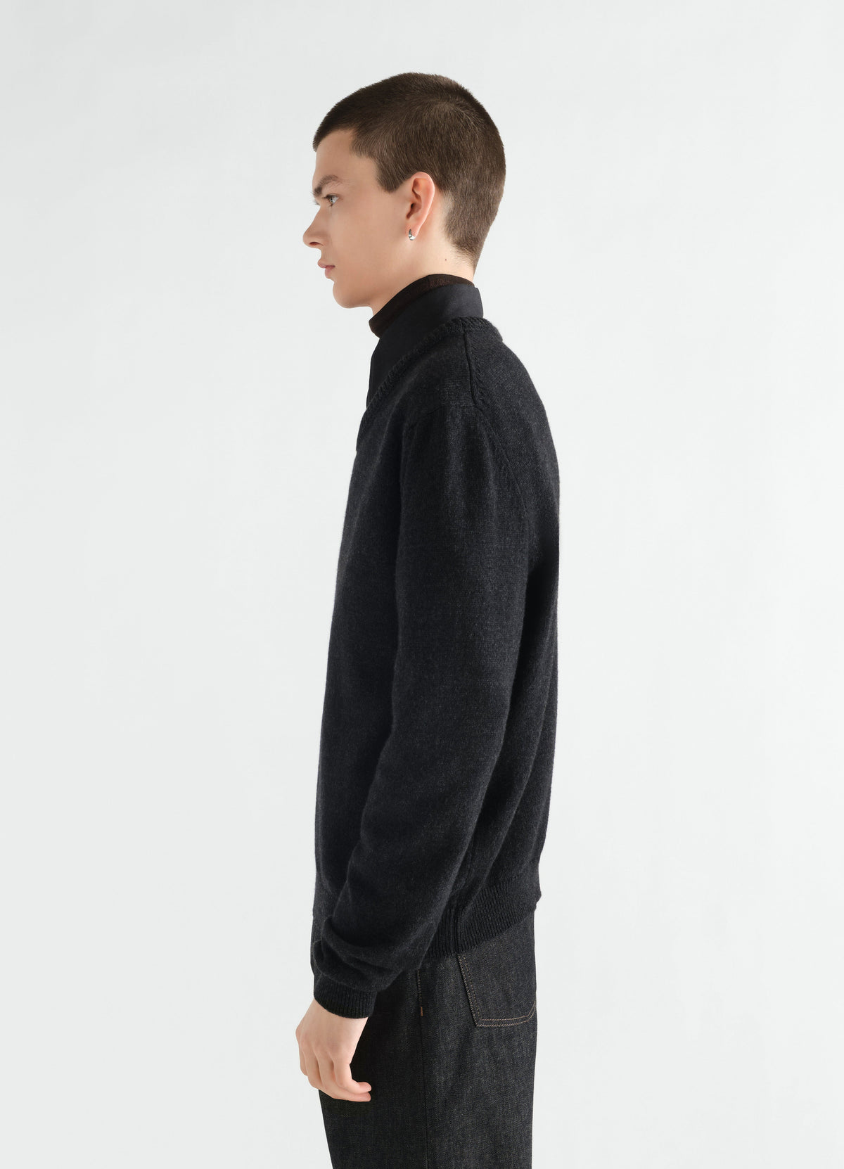 PULL-OVER COL ROND EN MÉLANGE D'ALPAGA