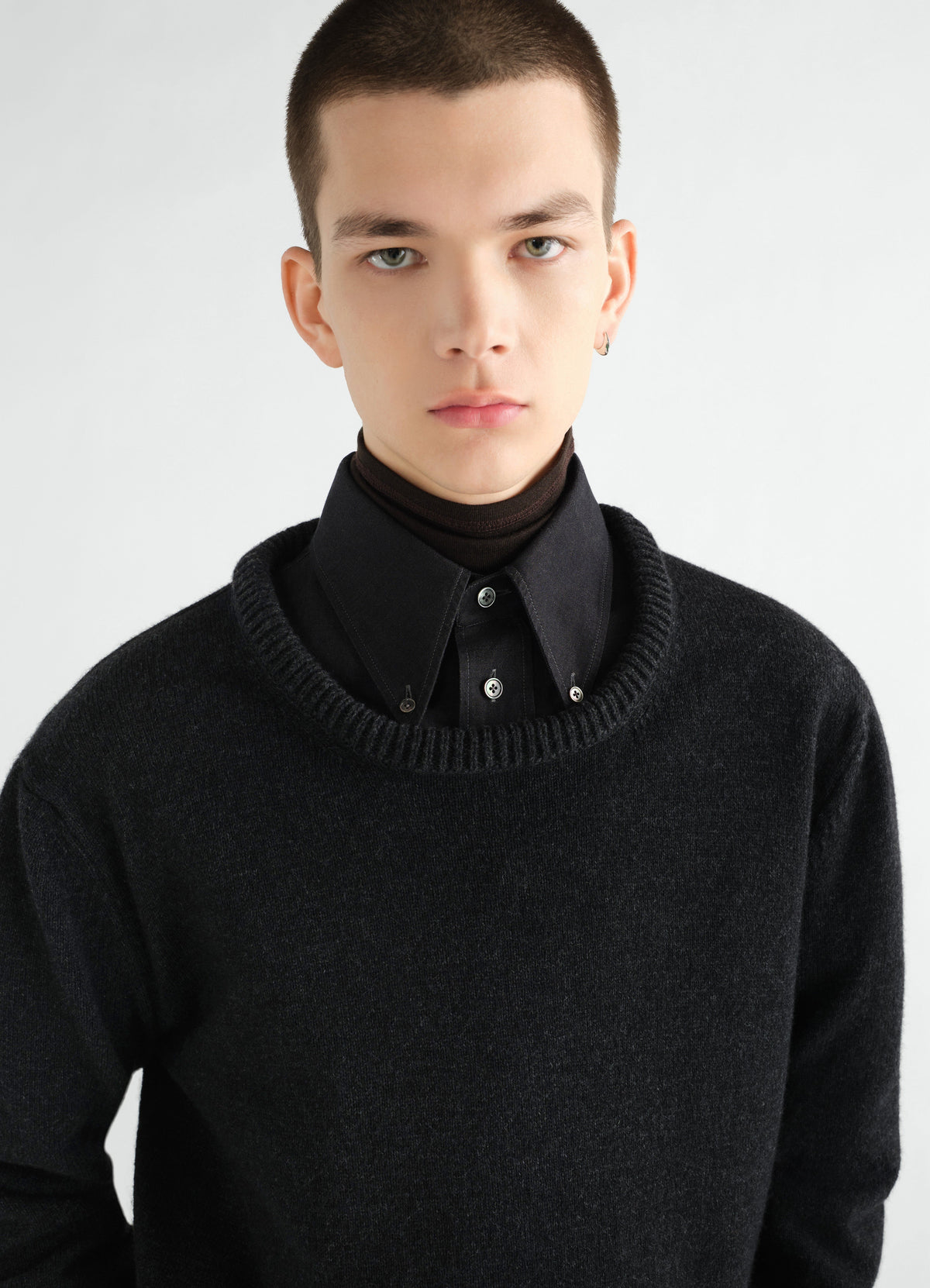 PULL-OVER COL ROND EN MÉLANGE D'ALPAGA