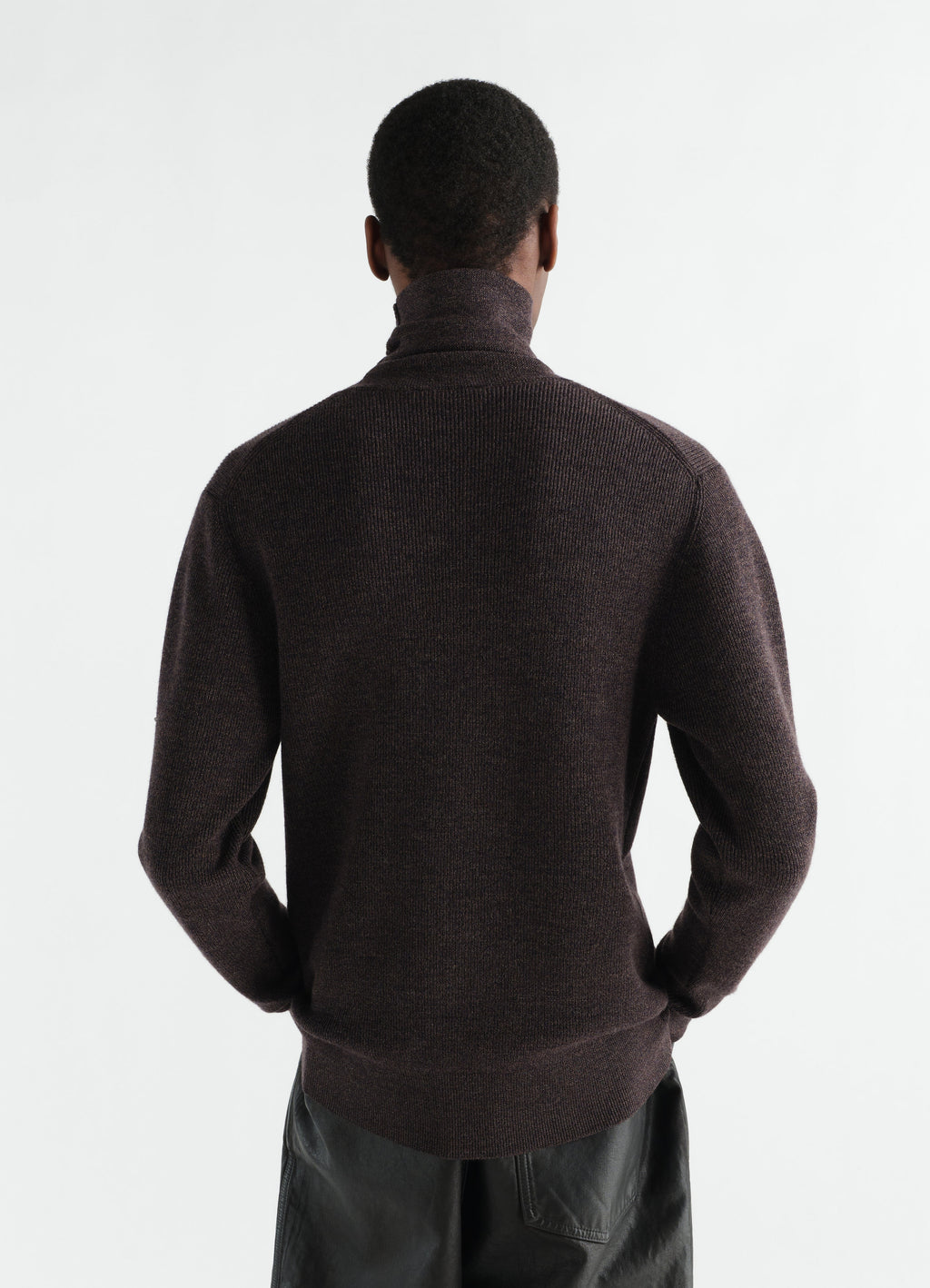 TURTLE NECK SWEATER IN MOULINE FINE MERINO WOOL